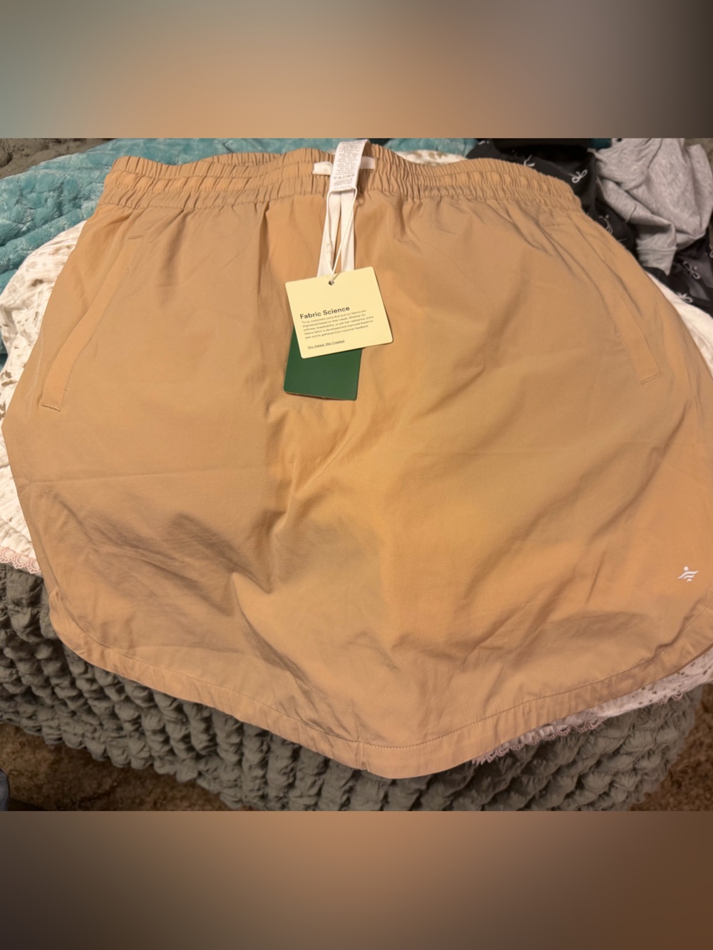 Women’s  halara NWT Elastic-Waist Skirt with shorts underneath in Khaki